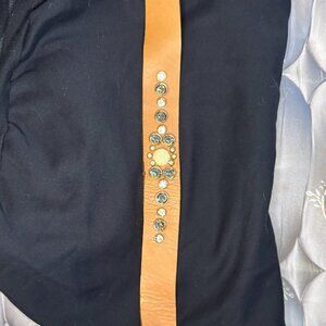 Malene Birger Genuine Leather Belt with Crystal Embellishments